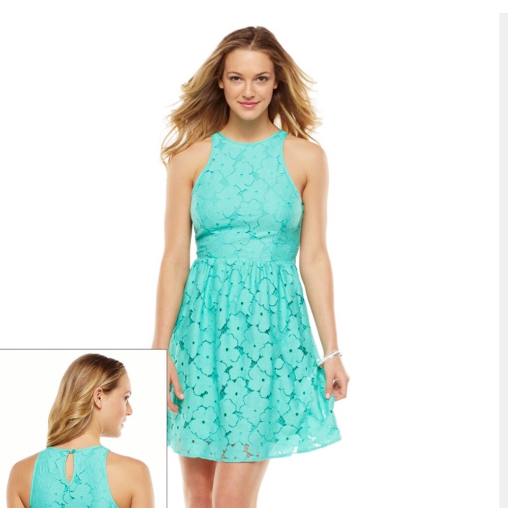 LC Lauren Conrad Lace Fit & Flare Dress 10 👗